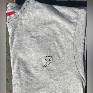 Tshirt unisex embroidered grey graphic tee